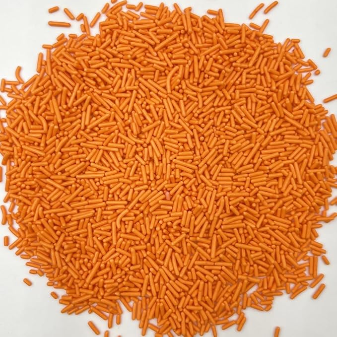 Sentovac Edible Orange Jimmies Sprinkles for Cake Decorating | Cupcake and Ice Cream Toppers Cake Decorations | Soft Jimmies Sprinkles for Baking | 1 Bottle 2.75oz Cookie Decorating Celebrations Wedding Shower Party Chirstmas Supplies