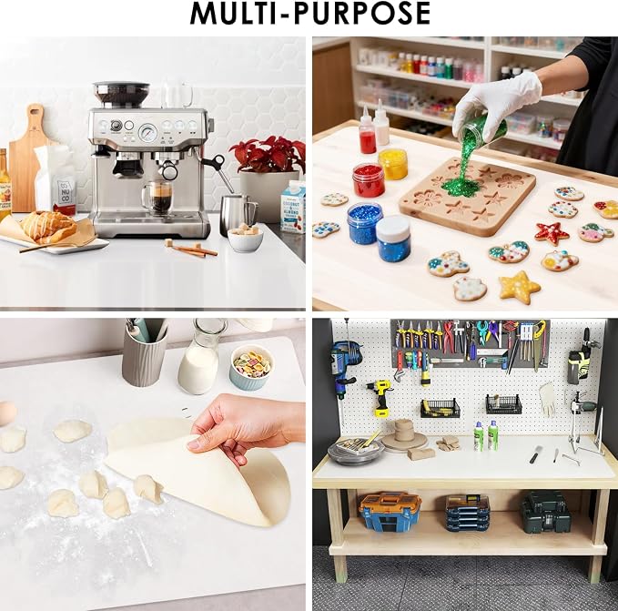 2mm Thick Extra Large Silicone Mat For Kitchen Counter 39.4"x23.6" Silicone Table Mat For Resin Workbench Mat Heat Resistant Mat Coffee Bar Mats, Translucent Extra Large Quartz Countertop Protector