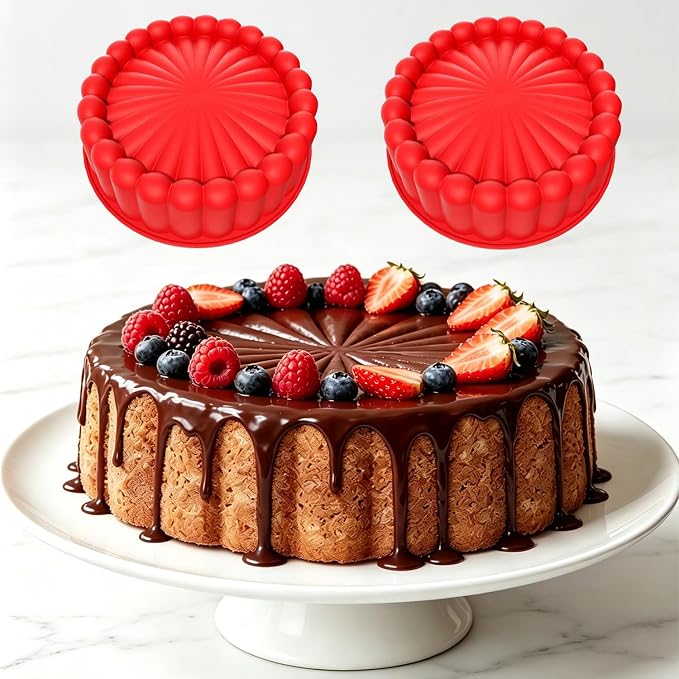 SOV Silicone Springform Pan Protector for 7.5inch Pans, Silicone Cheesecake Waterbath Pan Protector for Preventing Water from Entering (8 inch +2 packs)