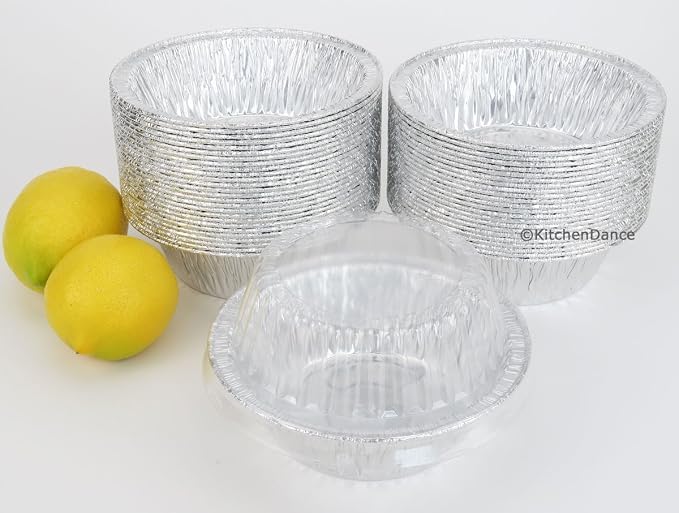 Durable Packaging Disposable Aluminum Foil Extra Deep Meat Pan with Clear Snap on Lid - 5 3/4 Round Oven Safe Pot Pie Pan, Baking Pan Perfect for Cobblers and Casseroles, 2400P (Pack of 50)