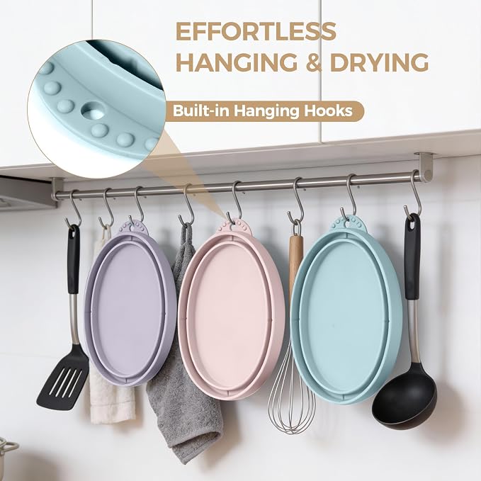Forenee 5Qt Foldable Silicone Bowl Liners for KitchenAid Tilt-Head,3 Pack | 565g Extra,Thick Inserts with Hanging-Hole Lids, Air-Channel Easy Release ,Dishwasher Safe, Microwave & Freezer Safe