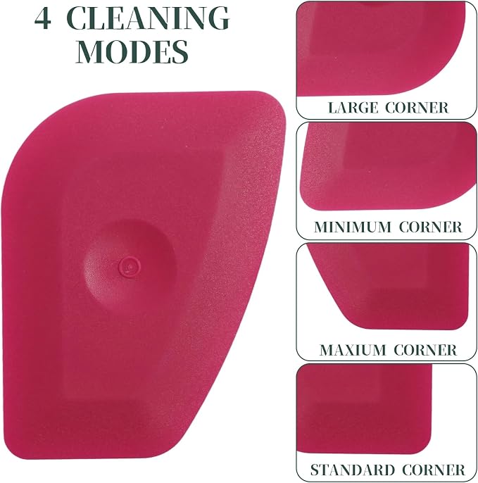 Dish Scraper Tool 5 Pack Pan Scraper Tools Plastic Pot Scrapers for Cast Iron Food Scrapers Tool Non-Scratch Plastic Bowl Scraperes for Cleaning Grease Burnt Food （Pink)