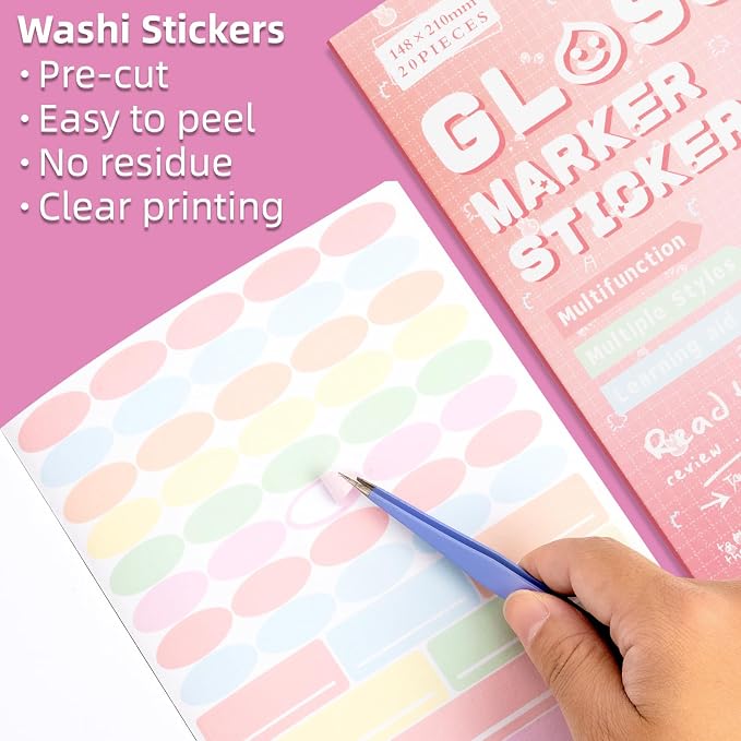 Crimson Heat Wave Label Sticker Scrapbooking Supplies for Junk Journal, 20 Sheets Stickers - Ephemera Stickers Book(TZ-012-002)