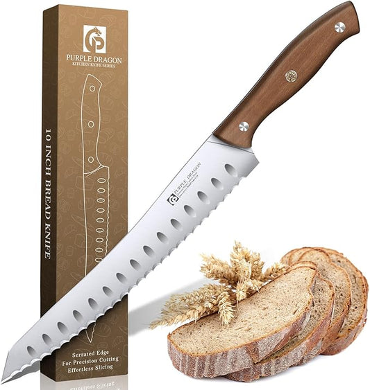 Purple Dragon Bread Knife, Serrated Knives for Homemade Bread Sourdough, German High Carbon Steel Cake Knife and Fruits Cutting, Gift Box, Anniversary Idea Christmas Gift for Men and Women