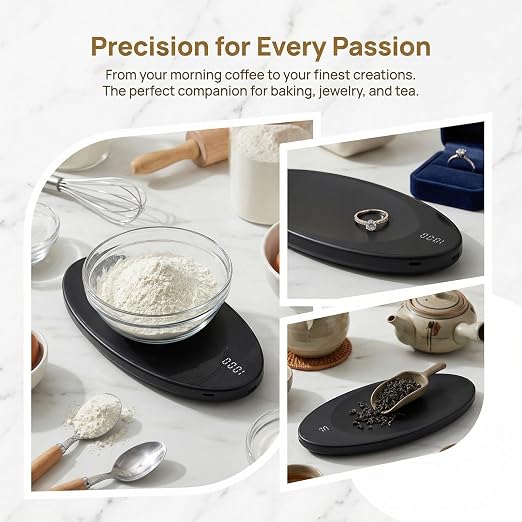 Digital Tea Scale 0.1g - Rechargeable Portable Coffee Scal | 500g/0.1g Precision | USB-C Rechargeable | Pocket-Sized | Digital LCD Display | for Loose Leaf Tea, Baking & Powder