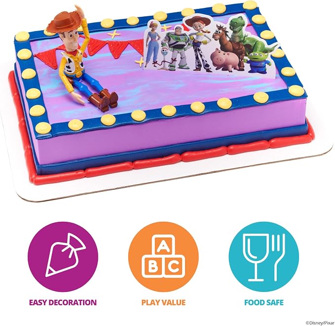 DecoSet® Disney and Pixar Toy Story 4 Team Toy Cake Topper, 2-Piece Decoration Set for Creating Playful Cakes