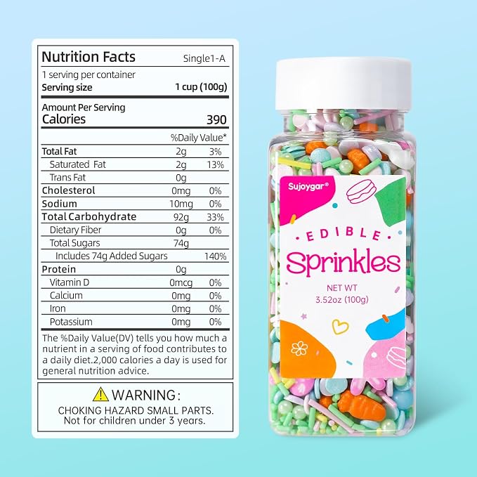 Blue Easter Sprinkles for Cake Decorations, 3.52oz Carrot Sprinkles Edible for Cupcakes Topper for Cupcakes Topper Baking Cookies Easter Spring Party Supplies