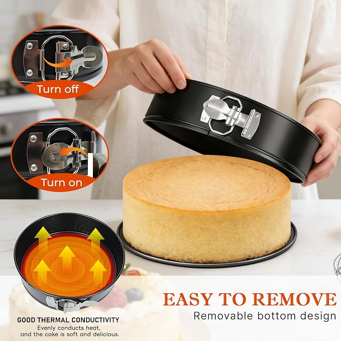 COOLMI 9 Inch Springform Pan for Cheesecake, Nonstick Cheesecake Pan with Removable Bottom, Leak-Resistant Carbon Steel Round Cake Pan, Easy Release Bakeware, Oven Safe to 450°F
