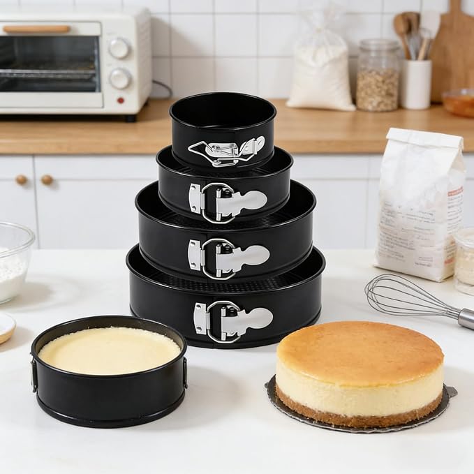 Springform Pan Tin, Leak-Proof Clasp Design, 11x5cm, Round Cake Mold, Cake Tin Pan, Heavy-Duty Carbon Steel, For Home Kitchen Dining Table Restaurant Baking
