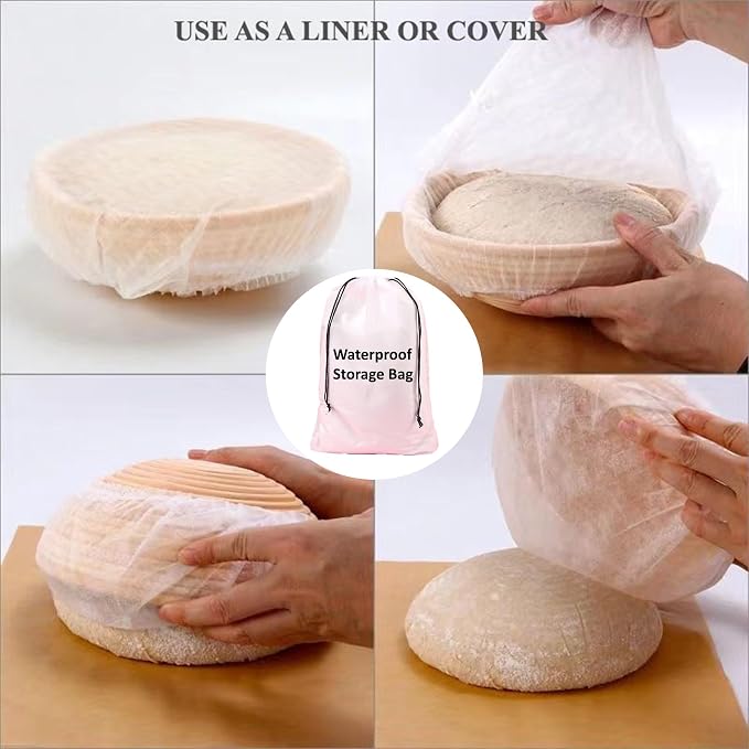 100Pcs Disposable Banneton Liner & Bread Proofing Basket Liners - Non-Stick Elastic Baking Cloth for Sourdough, Rising Dough, Bowl Protection | Bread Making Accessories Kit