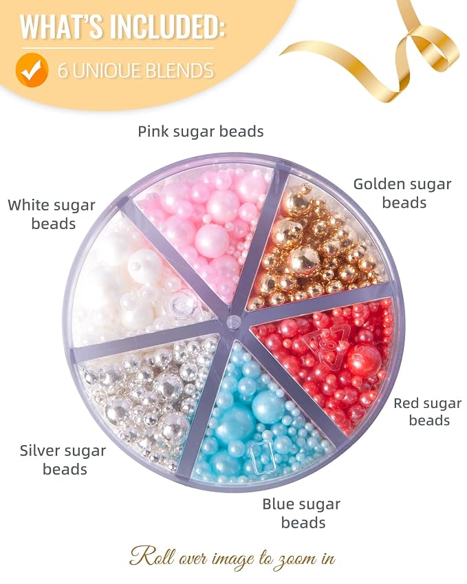 Sprinkles for Baking Edible Sugar Confetti, Nonpareils & Sugar Pearls - Six Pearl Sprinkles Mix Cake Decorations, Cookies, Cupcakes, Dessert Toppings (Spring Pastel Colors) Bundle