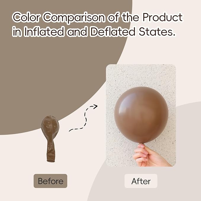 120pcs Dark Brown Balloons, 18 12 10 5 inch Boho Latex Balloons Different Sizes Dark Brown Balloon Arch Kit for Birthday Baby Shower Wedding Anniversary Party Decorations