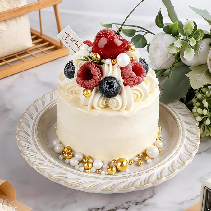 Gold White Pearl Sprinkles, 4.6 oz Edible Pearls for Cake Decorating, 6 Sizes Cake Sprinkles for Baking Cupcake Cookies Ice Cream Dessert