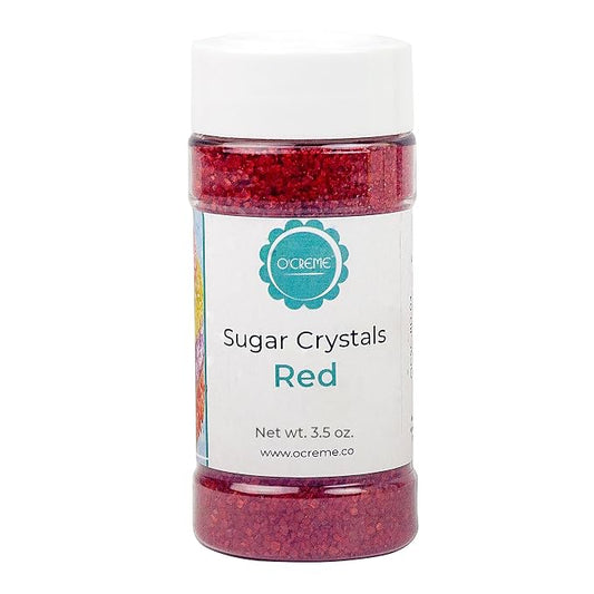 O’Creme Sugar Crystals - Coarse Sugar for Cookie Decorating - Eye-Catching Sugar Crystals – Coarse Sugar for Unique Cake Toppings, Cupcakes and Cookies – Ideal Decoration Solution - 3.5 Ounce Red