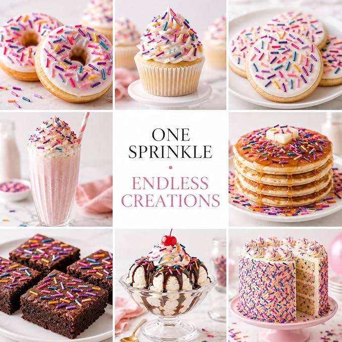 Confect Twinkle Toppings Rainbow Sprinkles – Custom Blend Multicolor Jimmies – Edible Toppings for Cake, Cupcake & Dessert Decorating – Vegan, Gluten-Free, Nut-Free, Soy-Free, Dairy-Free, Palm Oil-Free – 4.2 Oz