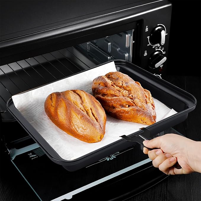 14.5” x 10” Carbon Steel Sheet Pan for Baking or Roasting, Cookie Sheets for Oven, Cookie Pastry Baking Tray, Nonstick Bakeware Pans with Grips