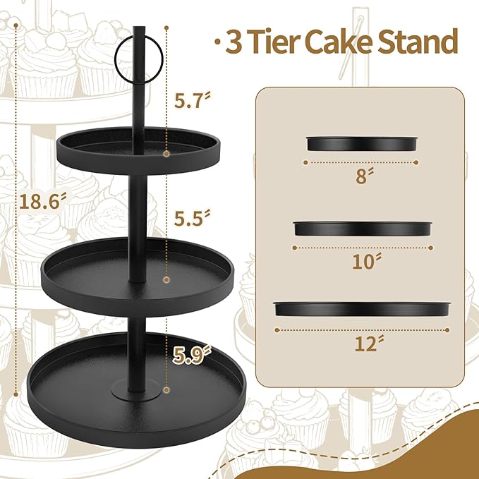 Cupcake Stand for 50 Cupcakes,Cupcake Stand 2 PACK Metal 3 Tier Cupcake Tower Black Tiered Tray Stand Cupcake Holder Stand Cake Stand Serving Trays Dessert Stands with Handle for Party