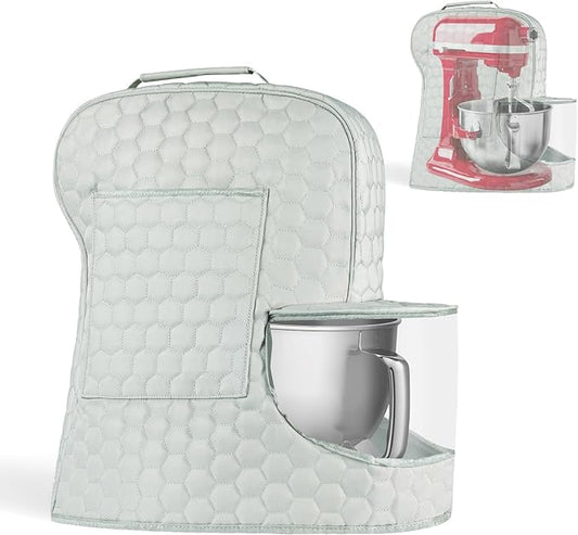 Stand Mixer Dust Cover Compatible with KitchenAid Mixer - Storage Bag for 6/7/8 Quart Bowl Lift with Pockets for Accessories and Attachments(Silver,Fits for 6-8 Quart）