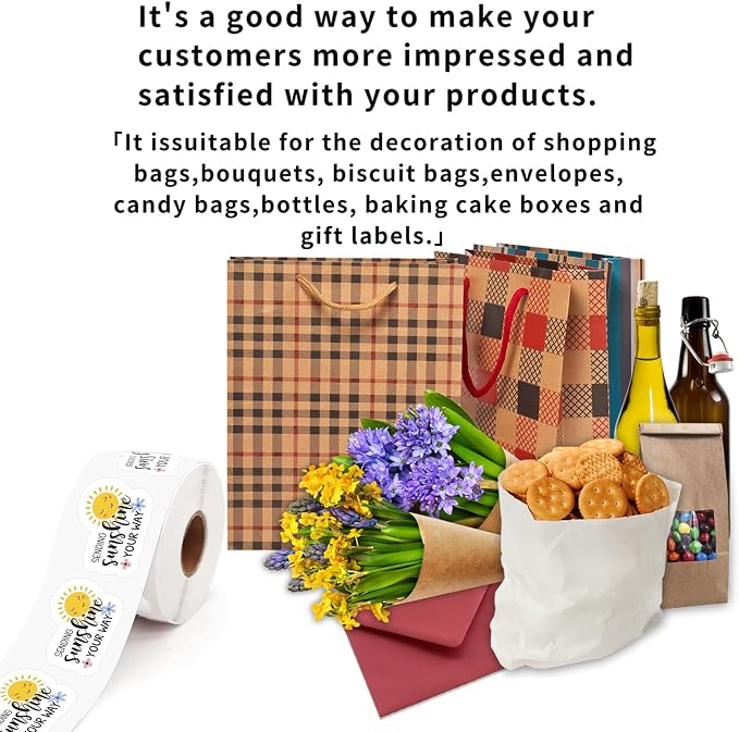 Thank You Stickers Small Business, Sending Sunshine Your Way Thank You Stickers, Online Retailers Mail Envelopes Packaging Labels Shipping 500 PCS