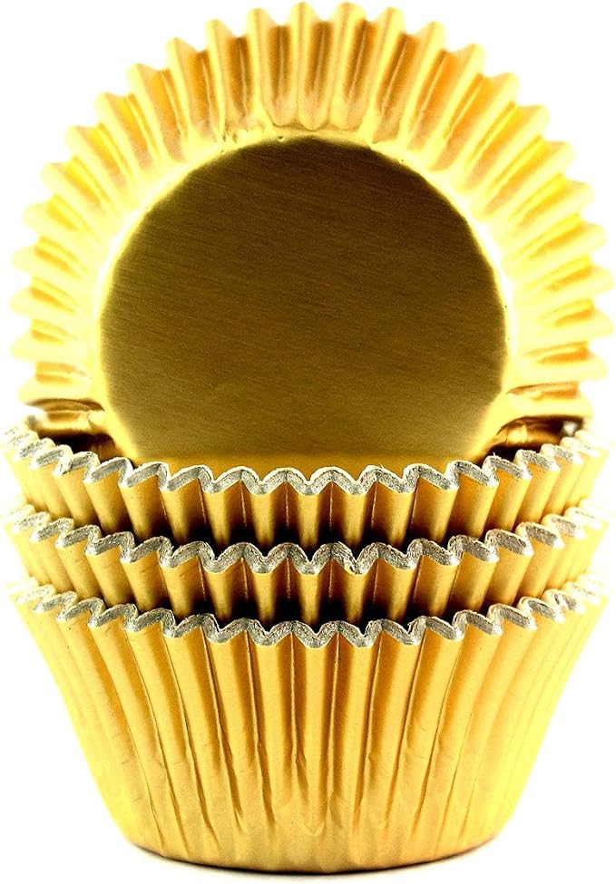 Foil Cupcake Liners Standard Baking Cups 100 Pcs (Gold)