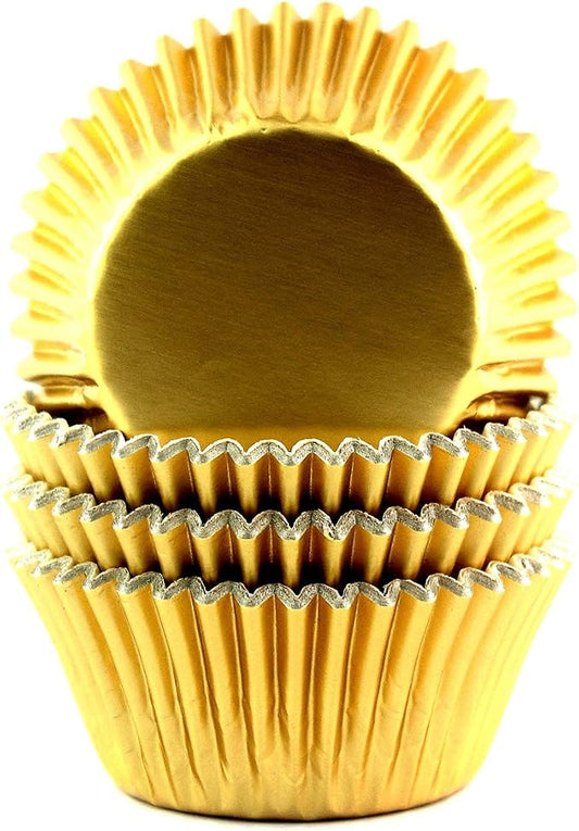 Foil Cupcake Liners Standard Baking Cups 100 Pcs (Gold)