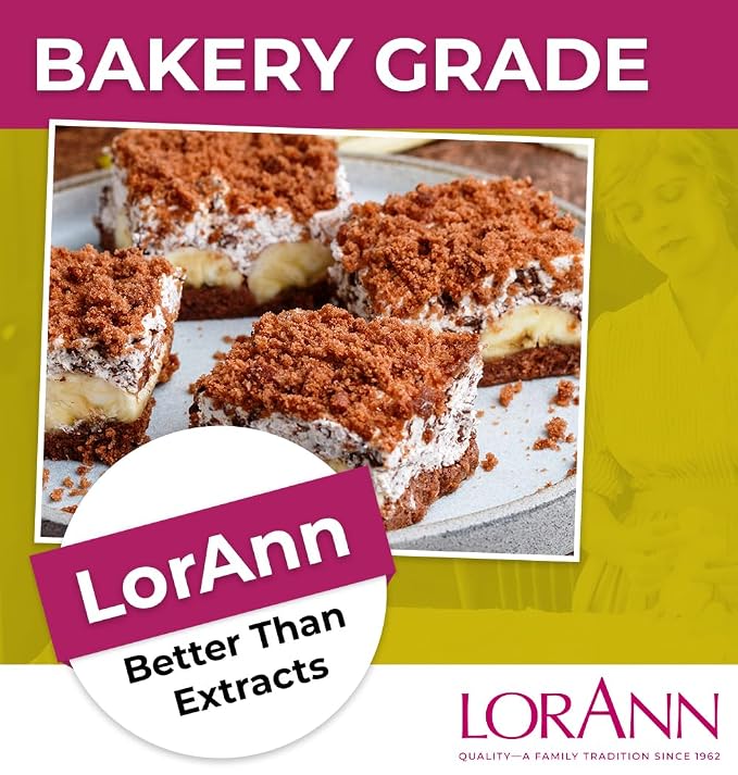 Lorann Oils Banana Bakery Emulsion: True Banana Emulsion, Ideal for Boosting Fruit Tones in Cakes, Cookies & Desserts, Gluten-Free, Keto-Friendly, Banana Extract Substitute Essential for Your Kitchen