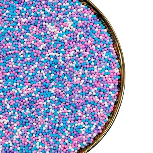 Nonpareils Edible Pearl Sprinkles for Cake Decorations, Baking, Ice Cream, Cookies, Cupcake Topper 2mm White Sugar Pearls for Cake Decorating (130g/4.6oz)1 Bottle (2mm pink blue purple)