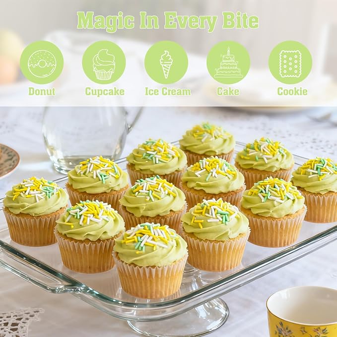 Twisweet Yellow Green White Sprinkles 4.6oz, Edible Jimmies Sprinkles for Cake Decorating, Lemon Citrus Cupcake Toppers, Baking Sugar Sprinkles for Birthday, Baby Shower, Summer Party Desserts