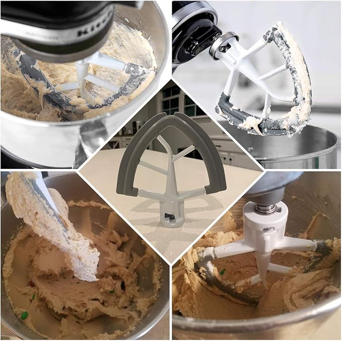 Flex Edge Beater for KitchenAid Tilt-Head Stand Mixer | 4.5-5 Quart Flat Beater Paddle with Flexible Silicone Edges Bowl Scraper, White