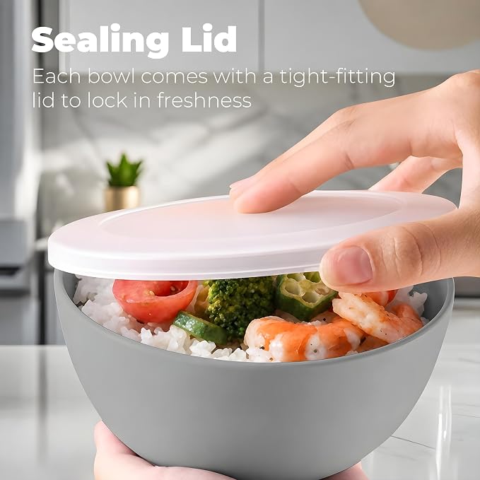 ZHANG XIAO QUAN SINCE 1628 Food Storage Containers Set of 4, PP5 Plastic Fresh-Keeping Container BPA Free, Airtight Lids, Microwave and Freezer Safe, GREY