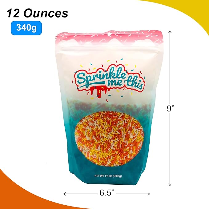 Harvest Candy Corn Blend- Orange White Yellow Cake Pop Cookie Cupcake Cakes Semi-Sweet Edible Confetti Decorations Sprinkles Dessert Jimmies Toppers - 12 Oz