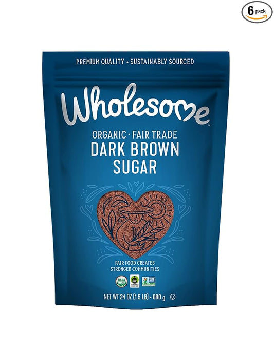 Wholesome Fair Trade Organic Dark Brown Granulated Sugar, 24oz, 6-Pack