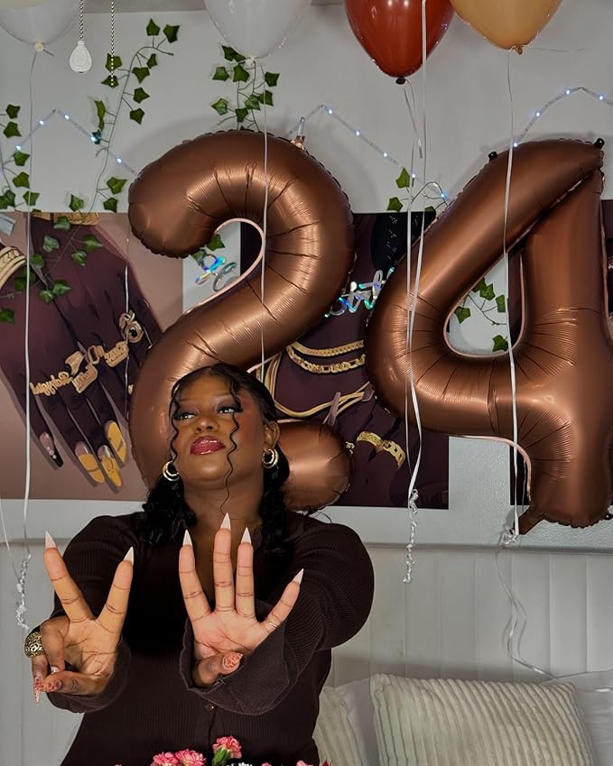 Dark Brown Number 21 Balloon 40 inch, Coffee Brown 21 Number Balloons, 21st Birthday Decorations, Chocolate 21 Year Old Women Men Party Supplies