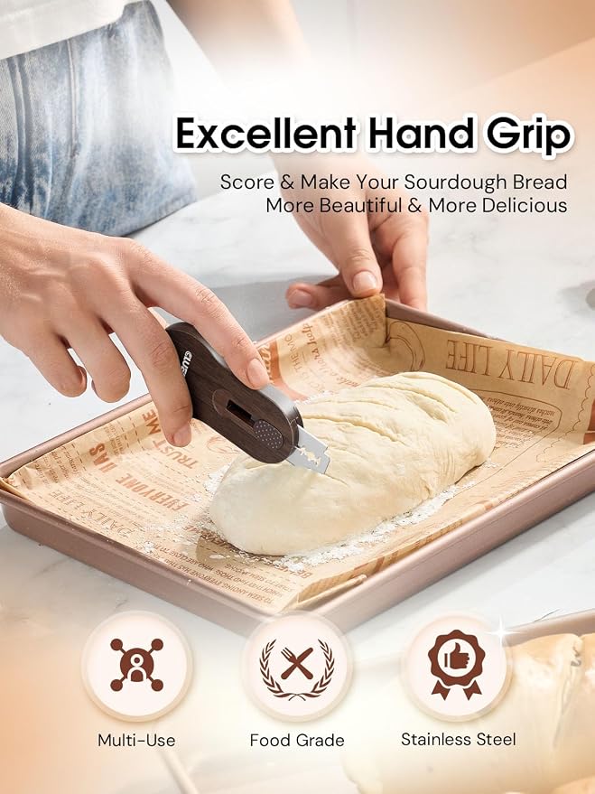 CLUEAPOP Bread Lame | Sourdough Scoring Tool | Bread Scoring Tool | Lame Bread Tool | Sourdough Tools Includes 5 Bread Razor Blades, Extractable & Magnetic Scoring Knife for Bread Baking
