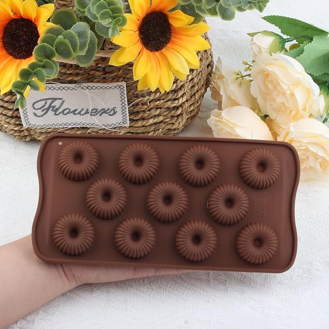 11 Cavity Donut Shaped Silicone Chocolate Molds For Candy Chocolate Baking