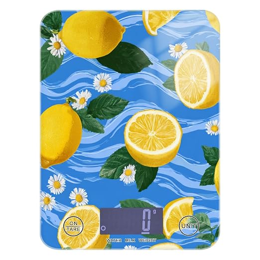 Food Scale Kitchen Scale Food Weight Scales Digital Weight Grams and Ounces Small Electronic Food Scale for Baking Cooking Blue Wave Lemons Daisy