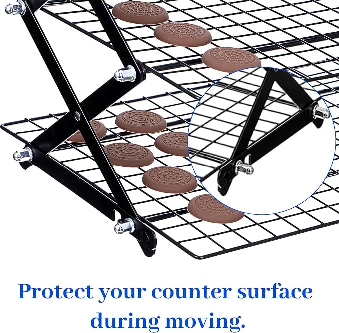 Sibba 4 Tier Collapsibl Cooling Rack, Adjustable 4 Setting Design Stainless Steel Baking Rack Stackable Roasting Cooking Drying Wire Cooling Racks for Cookies Baking Gifts for Women, Black