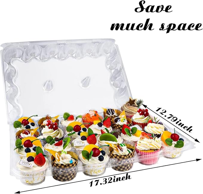 24 Counts x 10 Sets Cupcake Containers Cupcake Boxes Plastic Cupcakes Carrier Holders for Clear Plastic Disposable Cupcakes Container with Detachable Tall Lid