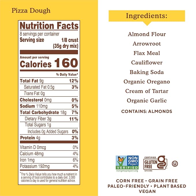 Simple Mills Almond Flour Baking Mix, Cauliflower Pizza Dough - Gluten Free, Vegan, Plant Based, 9.8 Ounce (Pack of 2)