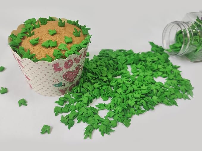 Edible Sugar Green Grass Sprinkles Football Field Cake Cupcake Toppers Cookie Decorations Sweet Dessert Sprinkle for Easter Cake Decorating St. Patricks day, 3.4 oz