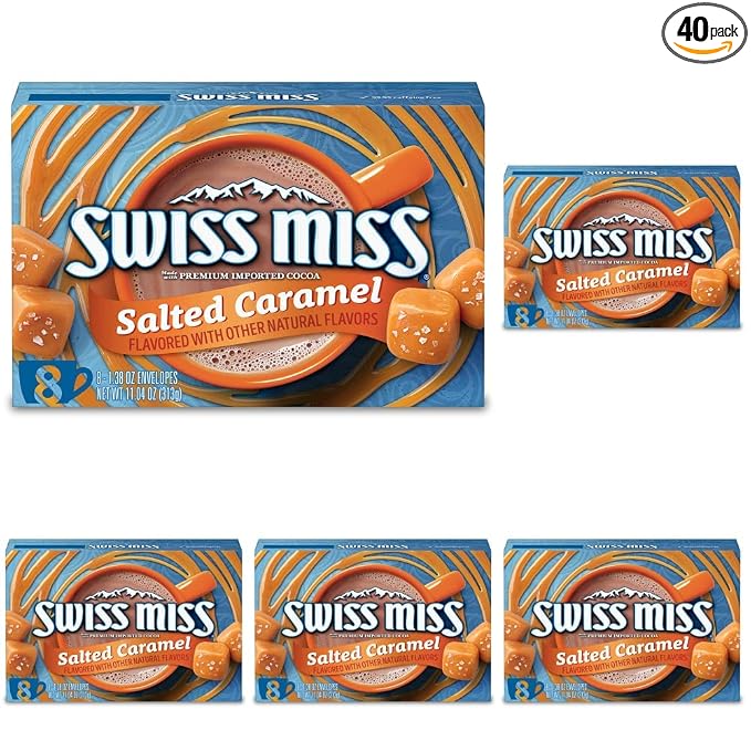Swiss Miss Salted Caramel Flavored Hot Cocoa Mix, 1.38 oz 8 ct (Pack of 5)