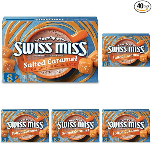 Swiss Miss Salted Caramel Flavored Hot Cocoa Mix, 1.38 oz 8 ct (Pack of 5)