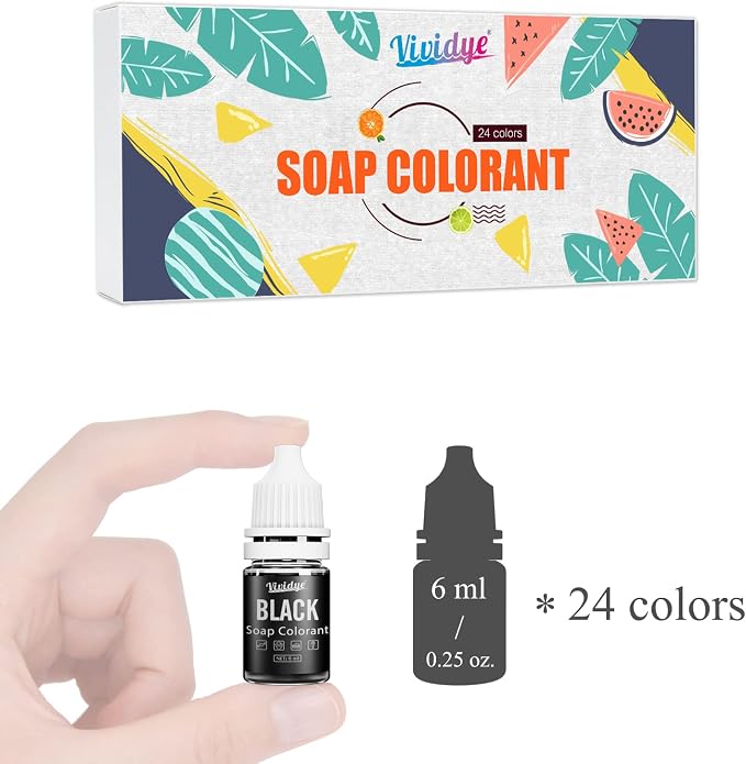 Soap Dye - 24 Color Food Grade Skin Safe Coloring for Bath Bomb and DIY Making Supplies - Liquid Concentrated Colorant Kit for Handmade Soaps and Crafts