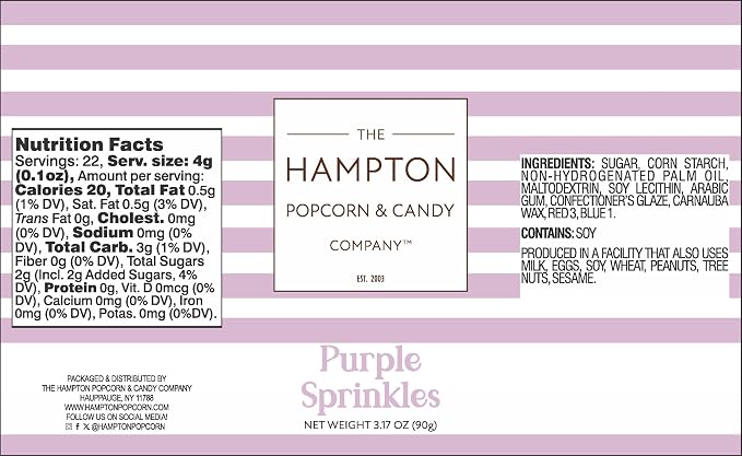 Purple Sprinkles Jimmies 3.17 oz, Sprinkles For Cake Decorating, Cake Sprinkles, Sprinkles For Baking, Ice Cream & More, The Hampton Candy Company