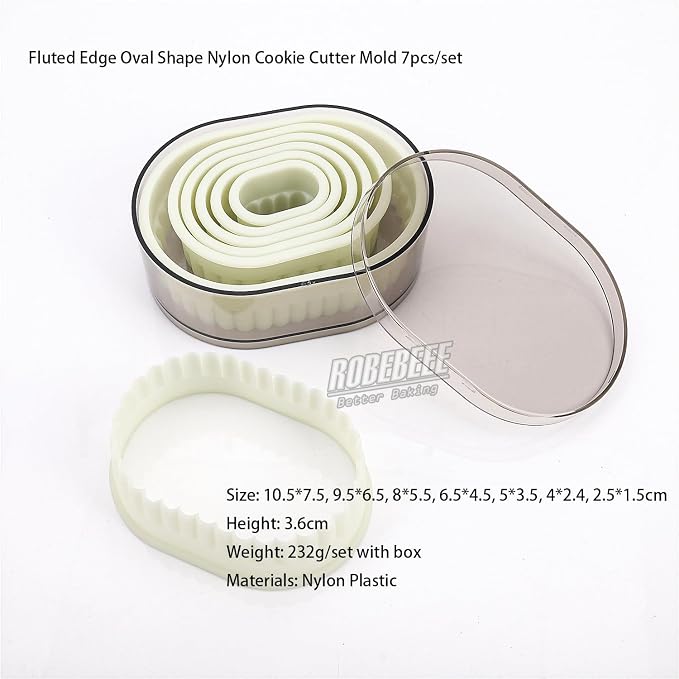 Multi-Shape Nylon Cookie Molds Round Square Star Plastic Geometry Biscuit Cutter Dough Mousse Bread Slicer DIY Bakery Utensils (Fluted Oval)