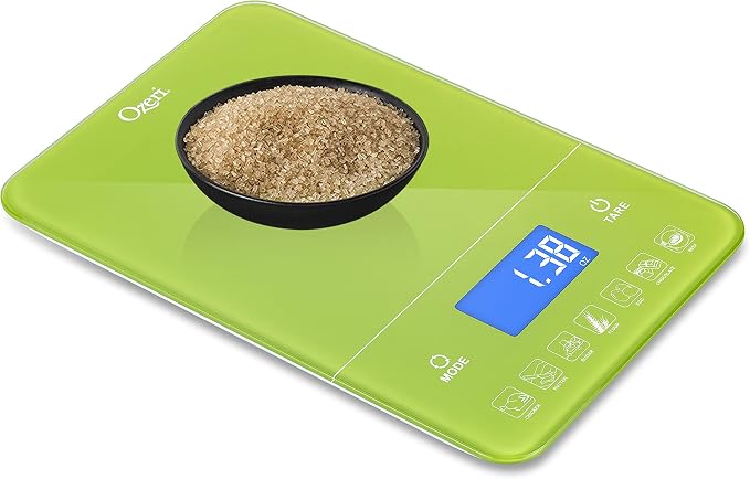 Ozeri Touch III Digital Kitchen Scale with Calorie Counter, 22 lbs (10 kg), Lime Green