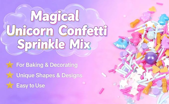Peelit Rainbow Unicorn Sprinkles Mix, 4oz | Edible Glitter & Pearls, For Cupcakes, Birthday Cakes & Ice Cream, Funfetti Candy Topper, Halal & Gluten-Free, Resealable Bag