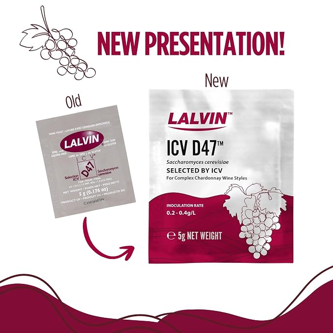 Lalvin D47 Wine Yeast (10 Pack) - Make Wine Cider Mead Kombucha At Home - 5 g Sachets - Saccharomyces cerevisiae - Sold by CAPYBARA Distributors Inc.