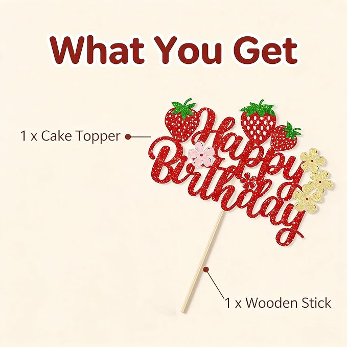 Happy Birthday Cake Topper Party Decorations for Kids Baby Showers, Themed Parties Happy Birthday Celebrations for Cake Decor Enthusiasts (Red1)