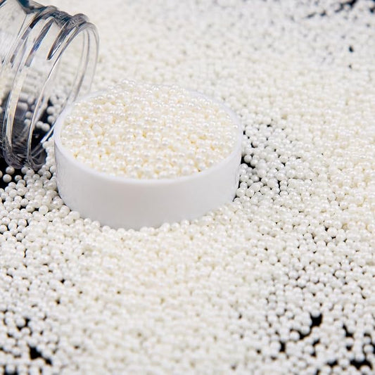 EPHVODI White Nonpareils Sprinkles Edible Mini Pearl Sprinkles for Cake Decorations, Baking, Ice Cream, Cookies, Donuts and Lollipops - 2mm White Sugar Pearls for Cake Decorating 3.88oz